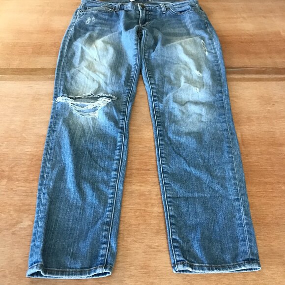 J Brand Aoki Jeans Women 25 Blue Low Rise Distressed Medium Wash Stretch Hippie - Picture 1 of 13